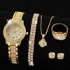 Women's Diamond Artifcial Set - Roman Watch - Rose Gold