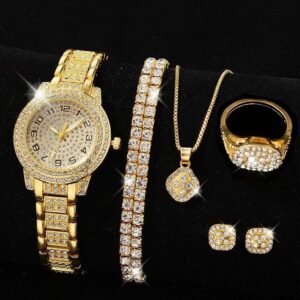 Women's Diamond Artifcial Set - Roman Watch - Rose Gold