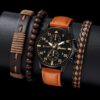 Cross-border Men's Casual Fashion Foreign Trade Trend Sports Belt Watch3- piece Bracelet Business Quartz Watch Suit