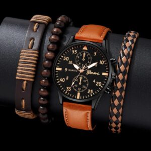 Cross-border Men's Casual Fashion Foreign Trade Trend Sports Belt Watch3- piece Bracelet Business Quartz Watch Suit