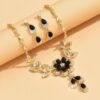 American Fashion Light Luxury Waterdrop Flower Necklace Earring Set