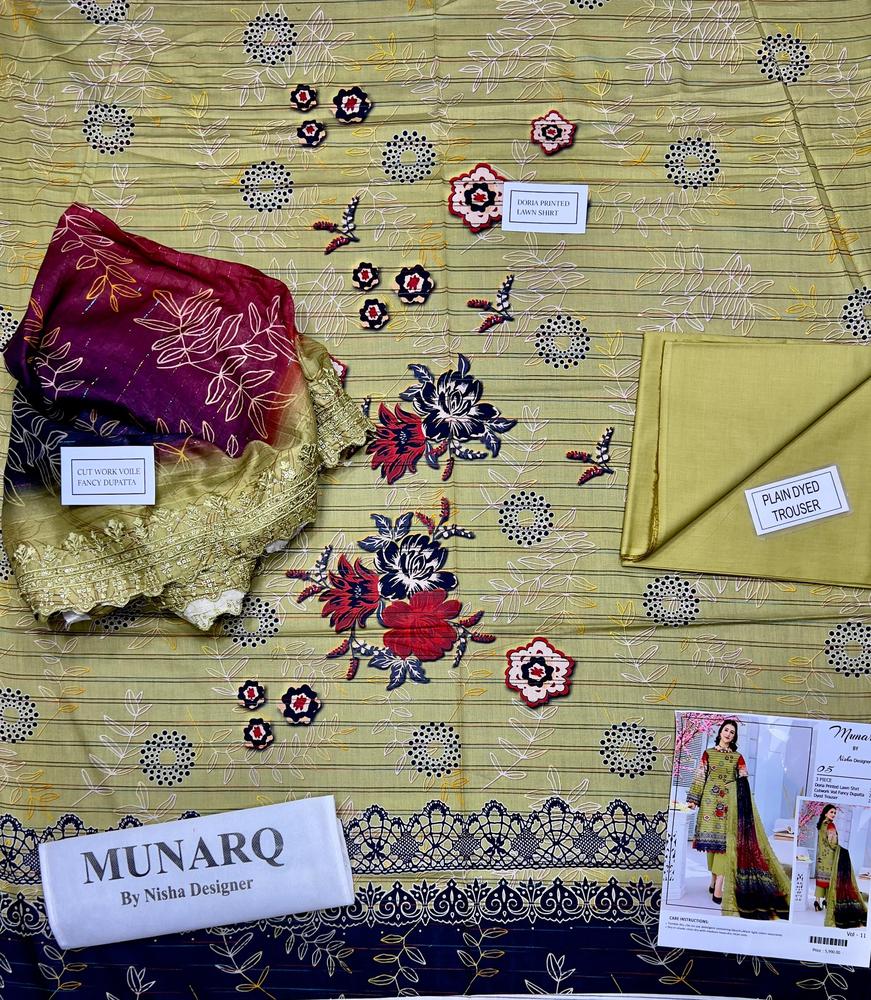 3PCs Women's Lawn Embroidered Suit