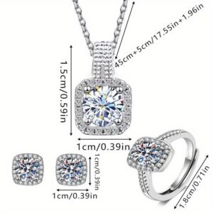 Korean Fashion Square Zircon Pendant Necklace