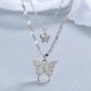 Silver Plated Double Layered Butterfly Design Pendant