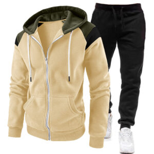 Men's trendy zipper hooded sweater suit