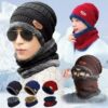 Casual Wool Winter Beanie Cap Scarf-2Pcs