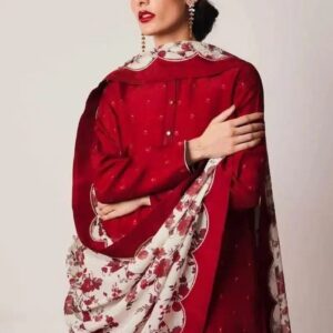 Red Embroidered Lawn Suit